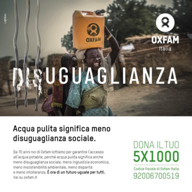 Campagna pubblicitaria out of home Oxfam5x1000 su impianti Led a Brescia