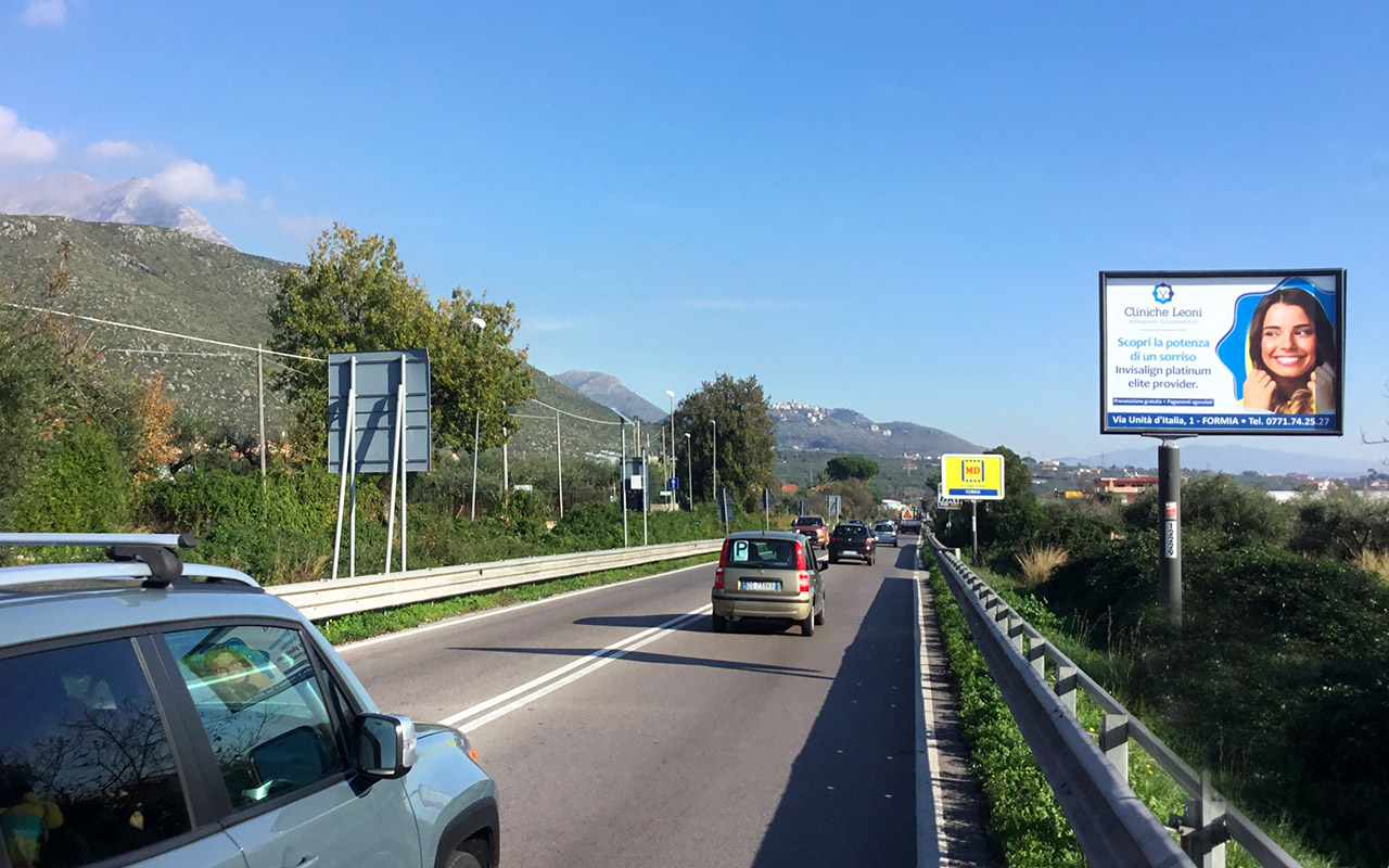 Circuito pubblicità su strada Lazio Sud verso Formia