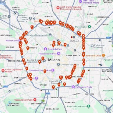 Mappa spazi affissione Wayap su pali luce Milano centro