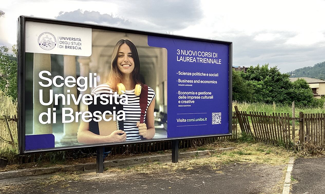 Poster affissione OOH 6x3 su strada per Università di Brescia