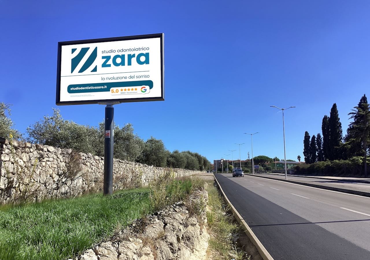 Pubblicità affissione OOH su strada per studio odontoiatrico