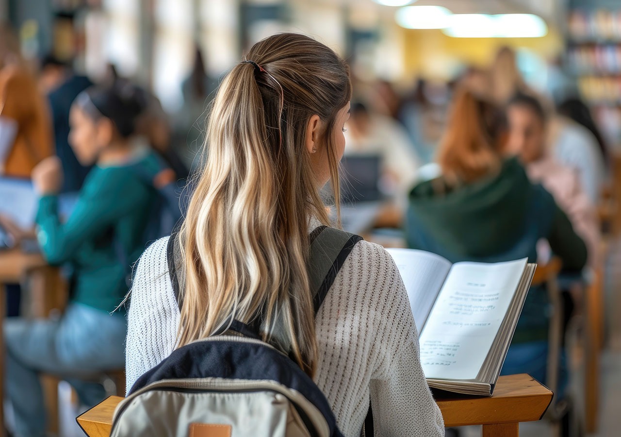 Studentessa di spalle