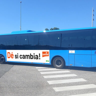 Pubblicità Wayap Dé si cambia su autobus a Livorno, Cecina e Isola d'Elba